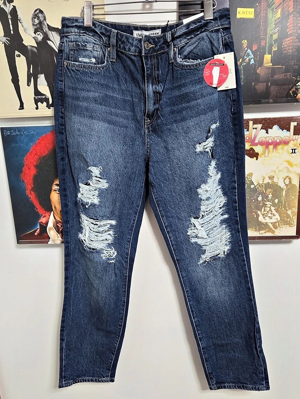 YMI Dream Collection Hybrid Denim Mom Jean Skinny Jeans Blue Waist 11/30